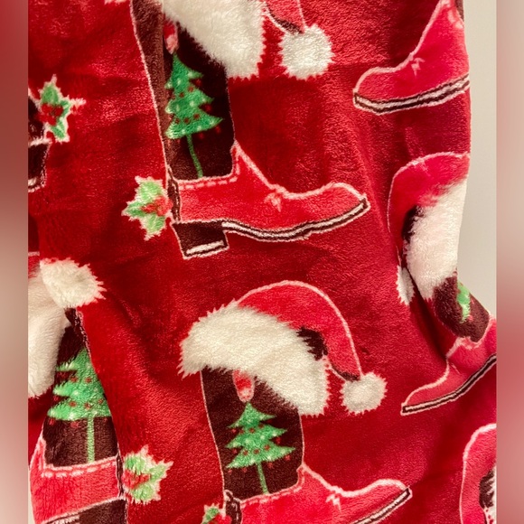 Merry Christmas Y’all Red Faux Fur HOLIDAY Country Cowboy Boot Throw Blanket - Picture 2 of 7